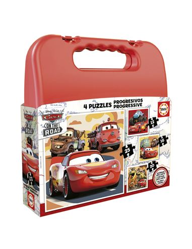 Puzzle - Progresivo: Maletín Cars Rojo (12-25 pcs) - 04019677