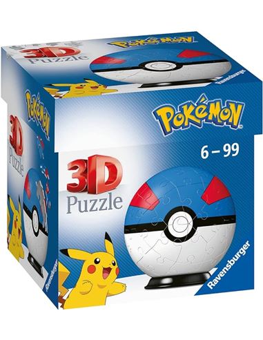 Ravensburger 3D Puzzle, Pokémon Superball azul, 54 - 26911265