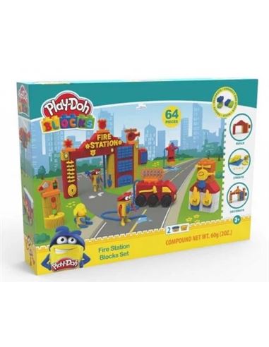 Set plastilina - Play-doh: Blocks Bomberos (64 pcs - 48303405