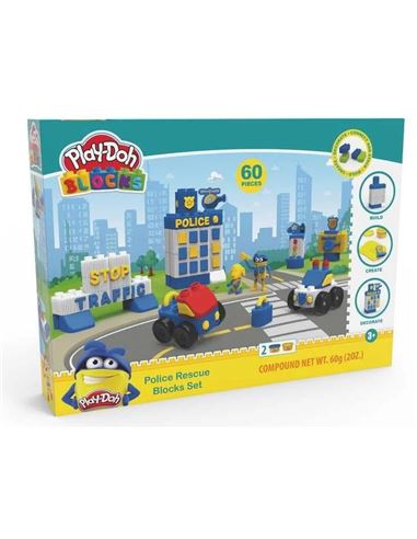 Set plastilina - Play-doh: Blocks Policia (60 pcs) - 48303404